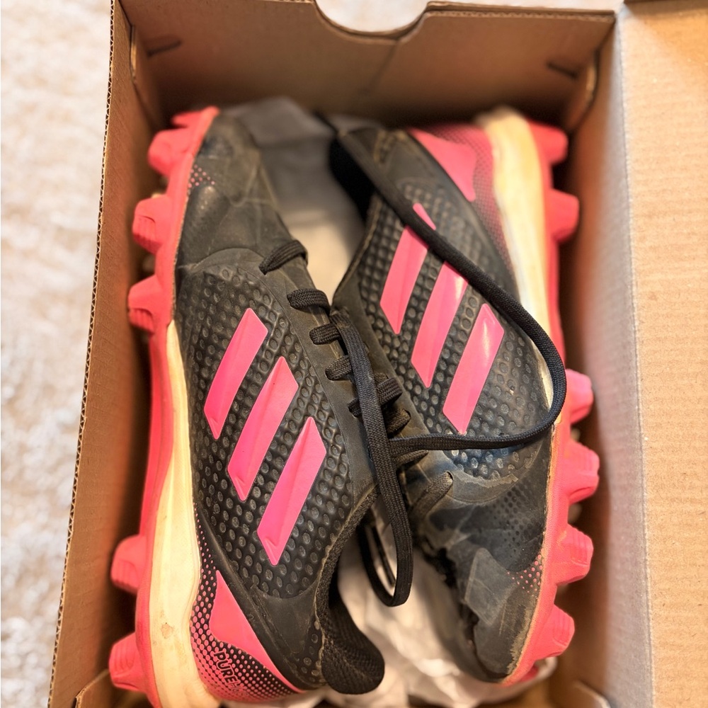 Adidas Black and Pink Athletic Cleats